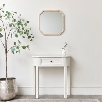 Square Natural Washed Wood Framed Wall Mirror 50cm x 50cm