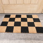 Black & Natural Checked Print Coir Mat 40cm x 60cm