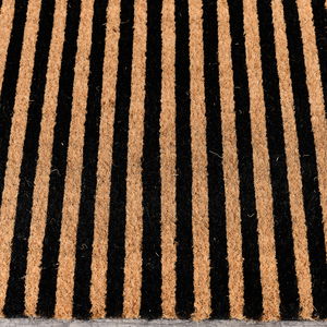 Black & Natural Striped Print Coir Mat 40cm x 60cm