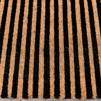 Black & Natural Striped Print Coir Mat 40cm x 60cm
