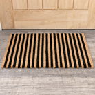 Black & Natural Striped Print Coir Mat 40cm x 60cm