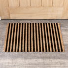 Black & Natural Striped Print Coir Mat 40cm x 60cm