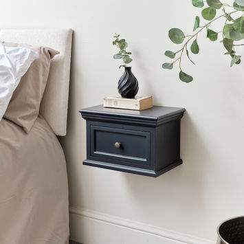 Black Wall Mounted Bedside Table - Daventry Black Range