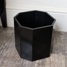 Black Wooden Octagonal Edge Waste Paper Bin