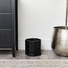 Black Wooden Octagonal Edge Waste Paper Bin