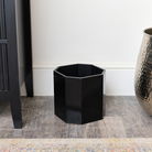Black Wooden Octagonal Edge Waste Paper Bin