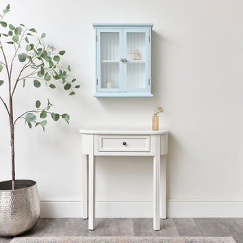 Duck Egg Blue Reeded Glass Wall Cabinet