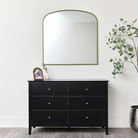 Green Metal Framed Arched Wall Mirror 90cm x 90cm