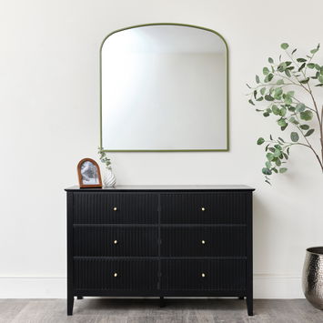 Green Metal Framed Arched Wall Mirror 90cm x 90cm