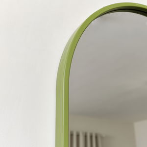 Green Metal Framed Pill Shaped Mirror 40cm x 150cm