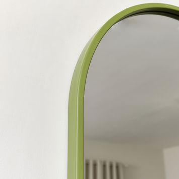 Green Metal Framed Pill Shaped Mirror 40cm x 150cm
