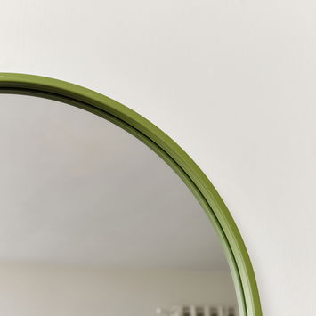 Green Metal Framed Pill Shaped Mirror 40cm x 150cm