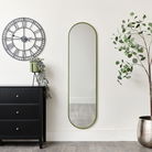 Green Metal Framed Pill Shaped Mirror 40cm x 150cm