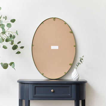 Green Oval Metal Framed Mirror 50cm x 70cm