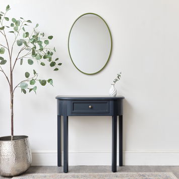 Green Oval Metal Framed Mirror 50cm x 70cm