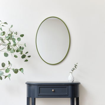 Green Oval Metal Framed Mirror 50cm x 70cm