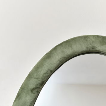 Green Oval Velvet Framed Wall Mirror 50cm x 70cm