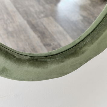 Green Oval Velvet Framed Wall Mirror 50cm x 70cm