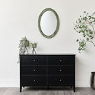 Green Oval Velvet Framed Wall Mirror 50cm x 70cm