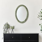 Green Oval Velvet Framed Wall Mirror 50cm x 70cm