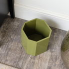 Green Wooden Octagonal Edge Waste Paper Bin