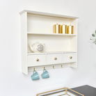 Large Ivory Wall Shelf Unit with Drawer Storage and Hooks