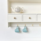 Large Ivory Wall Shelf Unit with Drawer Storage and Hooks