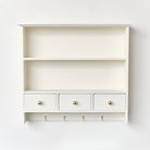 Large Ivory Wall Shelf Unit with Drawer Storage and Hooks