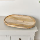 Large Oval Mango Wood Detailed Tray - 52cm