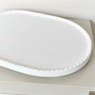 Large Oval White Painted Wooden Detailed Tray - 52cm