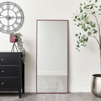 Large Red Thin Framed Wall/Leaner Mirror 60cm x 140cm