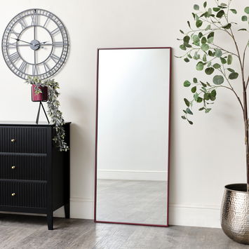 Large Red Thin Framed Wall/Leaner Mirror 60cm x 140cm