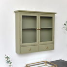 Olive Green Reeded Glass Wall Cabinet with Drawers