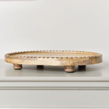 Oval Mango Wood Detailed Tray - 38cm
