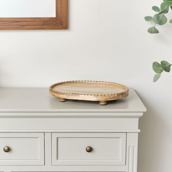 Oval Mango Wood Detailed Tray - 38cm