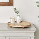 Oval Mango Wood Detailed Tray - 38cm