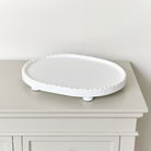 Oval White Painted Wooden Detailed Tray - 38cm