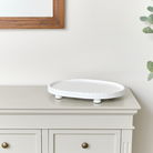Oval White Painted Wooden Detailed Tray - 38cm