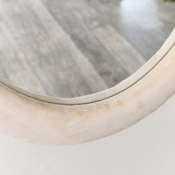 Pale Pink Oval Velvet Framed Wall Mirror 50cm x 70cm