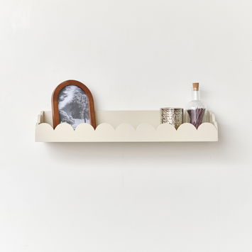 Pale Taupe Scalloped Wall Storage Shelf - 61cm