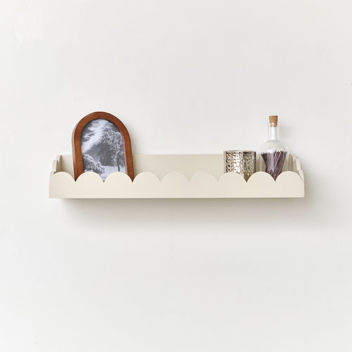 Pale Taupe Scalloped Wall Storage Shelf - 61cm