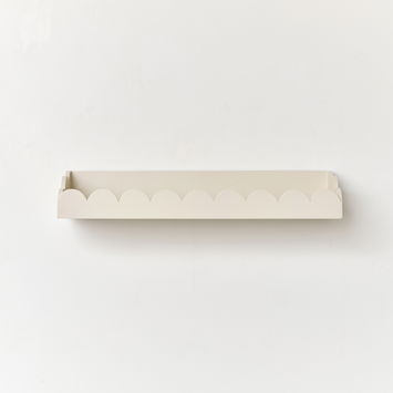 Pale Taupe Scalloped Wall Storage Shelf - 61cm