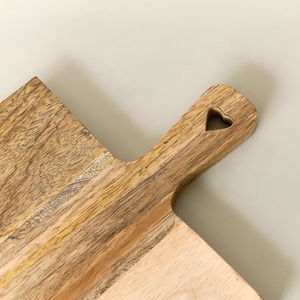 Rectangular Mango Wood Chopping Board with Heart Detail - 30cm