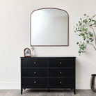 Red Metal Framed Arched Wall Mirror 90cm x 90cm