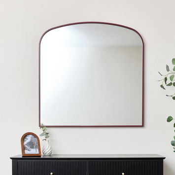 Red Metal Framed Arched Wall Mirror 90cm x 90cm