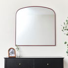 Red Metal Framed Arched Wall Mirror 90cm x 90cm