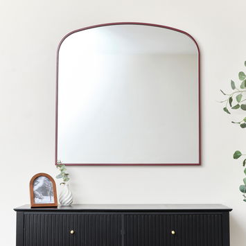 Red Metal Framed Arched Wall Mirror 90cm x 90cm