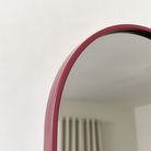 Red Metal Framed Pill Shaped Mirror 40cm x 150cm