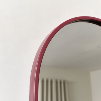 Red Metal Framed Pill Shaped Mirror 40cm x 150cm