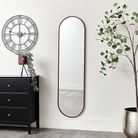 Red Metal Framed Pill Shaped Mirror 40cm x 150cm